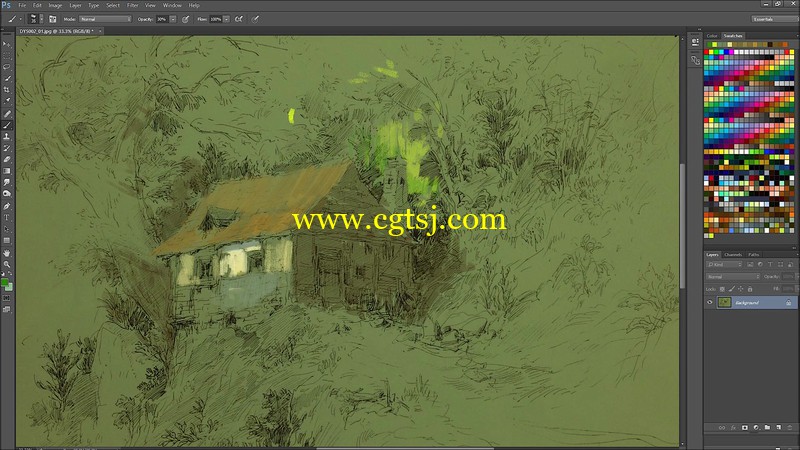 木屋水彩风格数字绘画实例训练视频教程的图片1