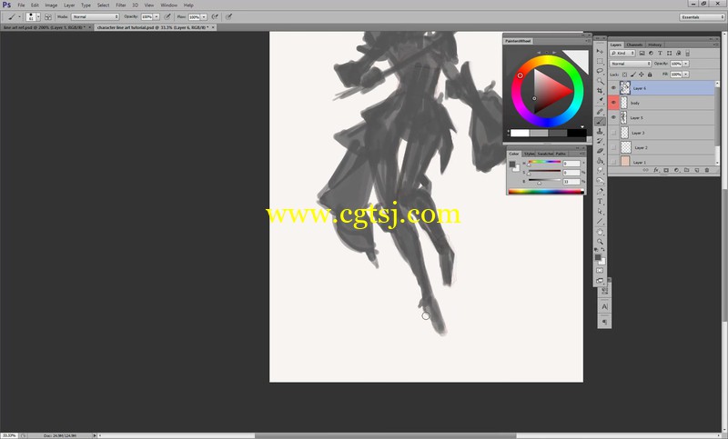 幻想女战士超精细线稿数字绘画实例训练视频教程的图片2